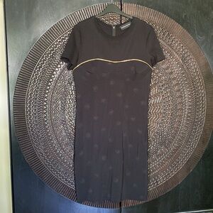 Brandon Maxwell black zipper detail dress short sleeve 12